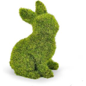 Decorative Decorations for Easter Bunny Gifts, Moss Green Flocking Sculpture, Garden Courtyard Family Gathering Celebration Decorations (Small 2PCS Standing+Sitting)