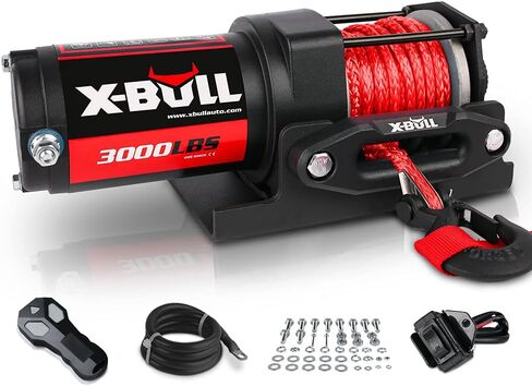 X-BULL 12 فولت 3000LBS ونش كهربائي حبل اصطناعي ونش كهربائي لسحب ATV/UTV على الطرق الوعرة مع تصاعد قوس لاسلكي عن بعد جديد in Kuwait