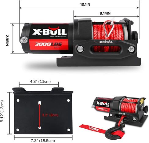 X-BULL 12 فولت 3000LBS ونش كهربائي حبل اصطناعي ونش كهربائي لسحب ATV/UTV على الطرق الوعرة مع تصاعد قوس لاسلكي عن بعد جديد in Kuwait