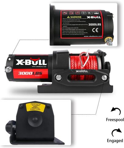 X-BULL 12 فولت 3000LBS ونش كهربائي حبل اصطناعي ونش كهربائي لسحب ATV/UTV على الطرق الوعرة مع تصاعد قوس لاسلكي عن بعد جديد in Kuwait