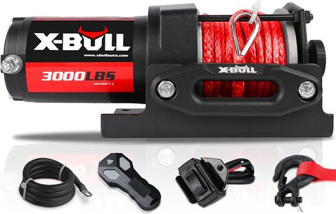 X-BULL 12 فولت 3000LBS ونش كهربائي حبل اصطناعي ونش كهربائي لسحب ATV/UTV على الطرق الوعرة مع تصاعد قوس لاسلكي عن بعد جديد in Kuwait