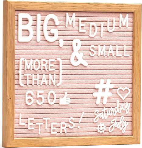 Little Hippo Black Felt Letter Board Sign 10x10 Inch with 690+ PRE-Cut Letters - Rustic Wood Message Board with Letters and stand, Baby Announcement Sign, Back to School Felt Board in Saudi Arabia