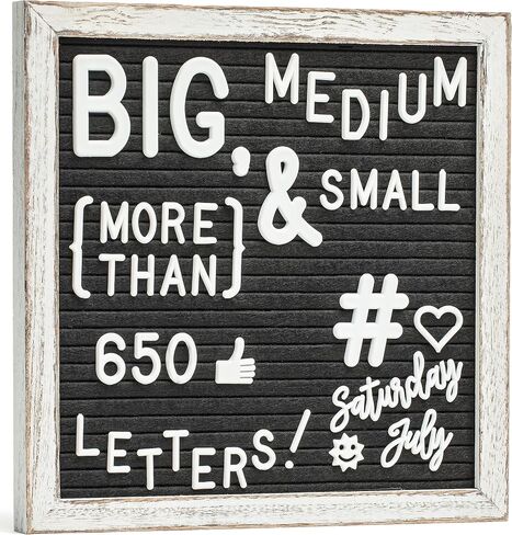 Little Hippo Black Felt Letter Board Sign 10x10 Inch with 690+ PRE-Cut Letters - Rustic Wood Message Board with Letters and stand, Baby Announcement Sign, Back to School Felt Board in Saudi Arabia