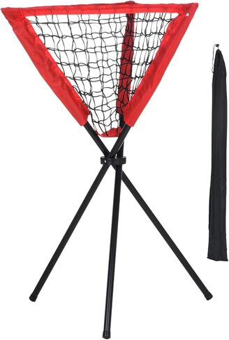 تطبيقات UHATa Baseball Caddy للتدريب على ممارسة الضرب على البيسبول - رف البيسبول القابل للطي مقاس 35 بوصة - [الكمية 1 - أحمر] in Saudi Arabia