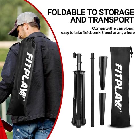 تي شيرت البيسبول WEEPALM - تي شيرت محمول للبيسبول/الكرة اللينة مع قطعتين من المطاط القابل للاستبدال وقاعدة حامل ثلاثي القوائم، تعديل الارتفاع من 27 إلى 43 بوصة للأطفال والكبار، سهل الحمل in Kuwait