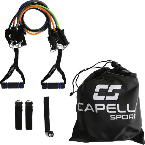 Capelli Sport Resistance Band Kit, Includes 5 Tube Resistance Bands and 2 Ankle Cuff Resistance Bands, Multicolor in Saudi Arabia