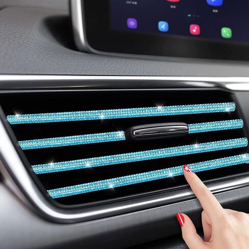 INSAUTO Bling Car تنفيس منفذ تقليم، اكسسوارات السيارات بلينغ للنساء والفتيات، 10 قطع حجر الراين مكيف الهواء سيارة تنفيس الديكور الشريط (أبيض) in Kuwait