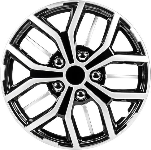 أغطية عجلات عالمية من Pilot Automotive WH141-16S-B مقاس 16 بوصة باللونين الأسود والفضي للسيارات - مجموعة من 4 قطع - تناسب معظم السيارات in Kuwait