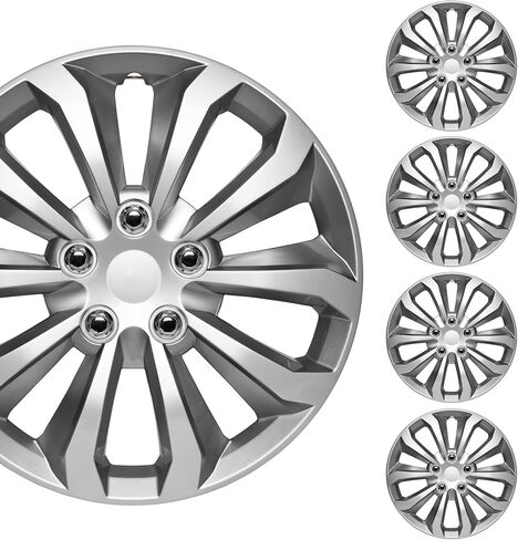 BDK Hubcaps Wheel Covers for Cars Premium Silver and Gunmetal Hubcaps 16" Wheel Rim Cover Replacement Snap On Hubcaps for Toyota Camry Corolla Style Automotive (4-Pack) in Saudi Arabia