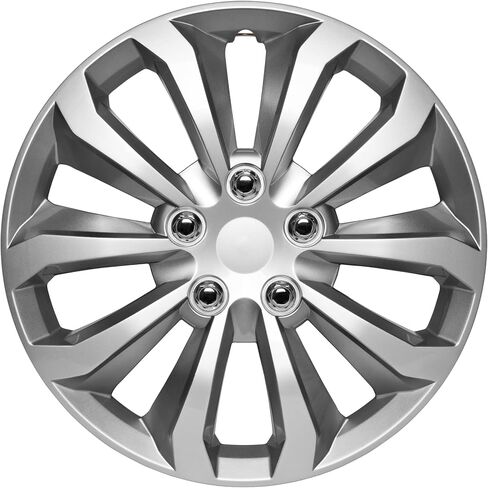 BDK Hubcaps Wheel Covers for Cars Premium Silver and Gunmetal Hubcaps 16" Wheel Rim Cover Replacement Snap On Hubcaps for Toyota Camry Corolla Style Automotive (4-Pack) in Saudi Arabia