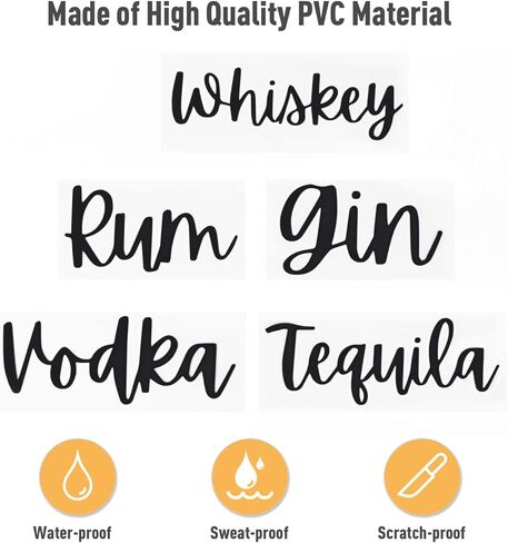 2 Sets Label Stickers for Bartesian Cocktail Machine Glass Spirit Bottle(Whiskey, Vodka, Rum, Gin or Tequila) in Kuwait