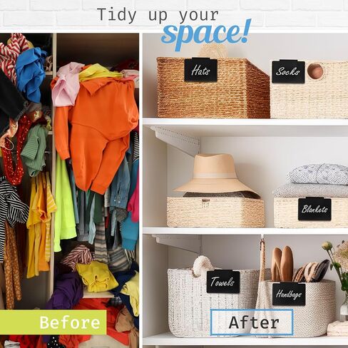 5pcs Metal Clip On Labels for Storage Bins – Pantry, Kitchen, Bathroom Organization with Storage Bin Labels – Removable Basket Labels – 1 White Chalk Marker and Wiping Cloth Included in Saudi Arabia