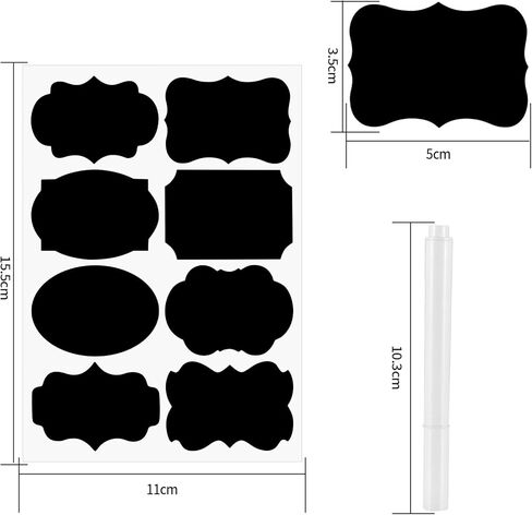 136 قطعة/17 ورقة من ملصقات السبورة، ملصقات ملصقات قابلة لإعادة الاستخدام وقابلة للإزالة ومقاومة للماء، من أجل برطمانات توابل ماسون وصناديق تخزين الزجاجات وصناديق تخزين المطبخ وغرف الزفاف والحرف اليدوية، مع قلمين in Kuwait