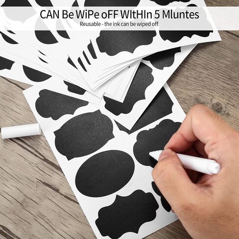 136 قطعة/17 ورقة من ملصقات السبورة، ملصقات ملصقات قابلة لإعادة الاستخدام وقابلة للإزالة ومقاومة للماء، من أجل برطمانات توابل ماسون وصناديق تخزين الزجاجات وصناديق تخزين المطبخ وغرف الزفاف والحرف اليدوية، مع قلمين in Kuwait