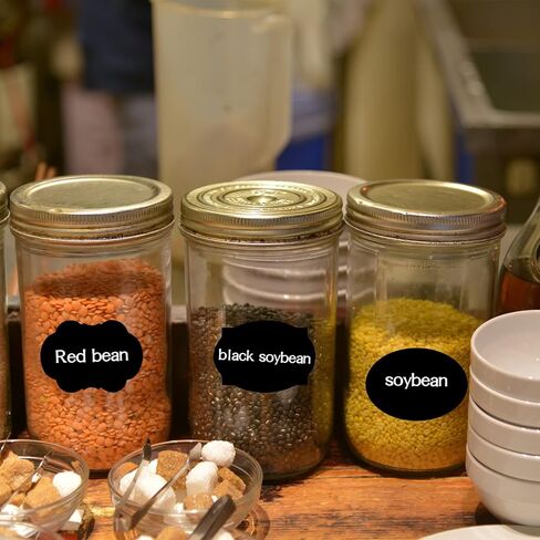 136 قطعة/17 ورقة من ملصقات السبورة، ملصقات ملصقات قابلة لإعادة الاستخدام وقابلة للإزالة ومقاومة للماء، من أجل برطمانات توابل ماسون وصناديق تخزين الزجاجات وصناديق تخزين المطبخ وغرف الزفاف والحرف اليدوية، مع قلمين in Kuwait