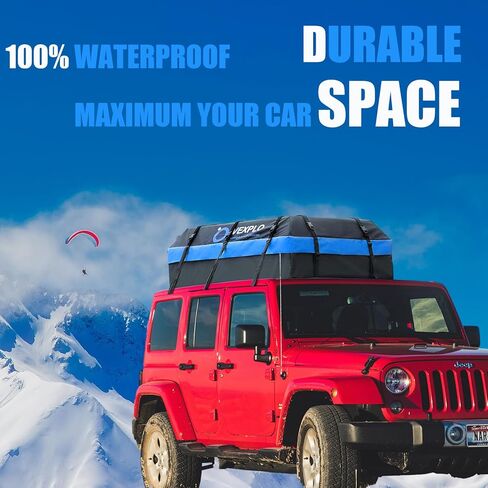 حقيبة نقل البضائع على سطح السيارة بطول 21 قدمًا مكعبًا، حامل بضائع مقاوم للماء على سطح السيارة لسيارات الدفع الرباعي مع/بدون رف - حصيرة مضادة للانزلاق، خطافات 6 أبواب، حقيبة تخزين، 12 حزامًا معززًا in Kuwait