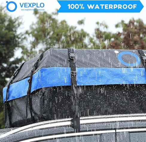 حقيبة نقل البضائع على سطح السيارة بطول 21 قدمًا مكعبًا، حامل بضائع مقاوم للماء على سطح السيارة لسيارات الدفع الرباعي مع/بدون رف - حصيرة مضادة للانزلاق، خطافات 6 أبواب، حقيبة تخزين، 12 حزامًا معززًا in Kuwait