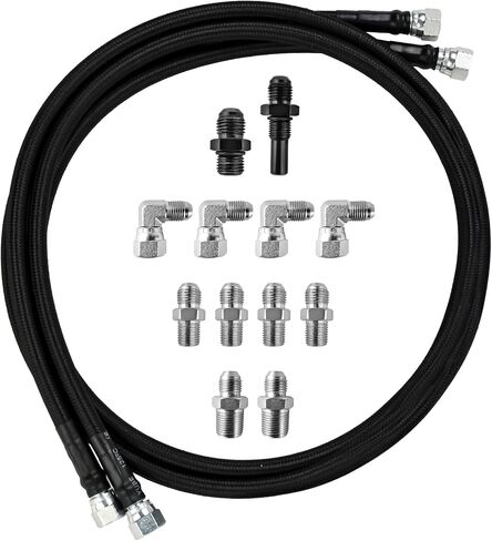 Braided Lines Transmission Cooler - Upgraded 6AN 52-Inch Black Nylon Braided Cooler Lines, Compatible with TH350 700R4 TH400 NP-700RTL 3L80, Cooler Line for Chevy Ford Mopar GM Buick in Saudi Arabia