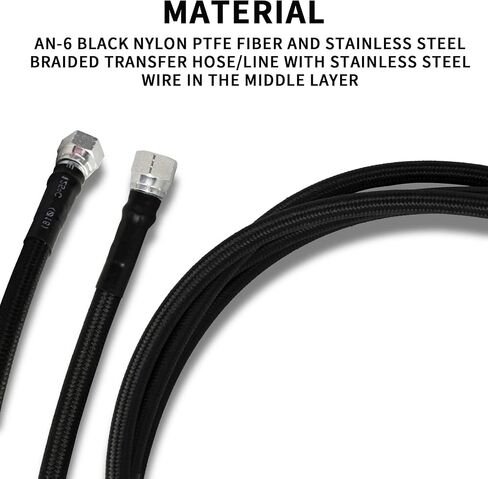 Braided Lines Transmission Cooler - Upgraded 6AN 52-Inch Black Nylon Braided Cooler Lines, Compatible with TH350 700R4 TH400 NP-700RTL 3L80, Cooler Line for Chevy Ford Mopar GM Buick in Saudi Arabia