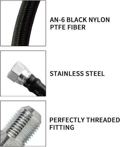 Braided Lines Transmission Cooler - Upgraded 6AN 52-Inch Black Nylon Braided Cooler Lines, Compatible with TH350 700R4 TH400 NP-700RTL 3L80, Cooler Line for Chevy Ford Mopar GM Buick in Saudi Arabia