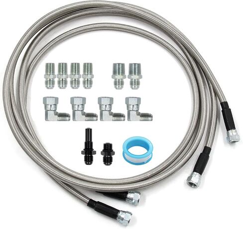 AN6 Transmission Cooler Hose Fitting 52 Inch Stainless Steel Braided Lines Fit for Chevy Ford Mopar GM GMC Buick Cadillac Cars and Trucks Replace TH350/ 700R4/ TH400 in Kuwait