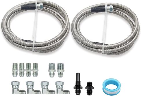 AN6 Transmission Cooler Hose Fitting 52 Inch Stainless Steel Braided Lines Fit for Chevy Ford Mopar GM GMC Buick Cadillac Cars and Trucks Replace TH350/ 700R4/ TH400 in Kuwait