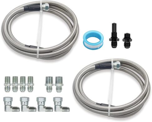 AN6 Transmission Cooler Hose Fitting 52 Inch Stainless Steel Braided Lines Fit for Chevy Ford Mopar GM GMC Buick Cadillac Cars and Trucks Replace TH350/ 700R4/ TH400 in Kuwait