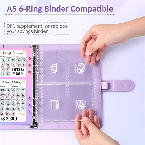 Sooez 25Pack Cash Stuffing Envelopes, 100 Envelopes Money Saving Challenge Replacement, 3 Challenge Tracker, A5 Binder Inserts Pre-Numbered 1-100, Clear Money Envelopes for Cash in Saudi Arabia