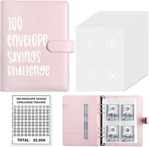 Money Saver Budget Binder Book with Pouches, 100 Envelope Challenge Binder with Numbers, A5 Money Budget Envelopes for Cash Saving $5,050 Black in Saudi Arabia