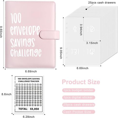 Money Saver Budget Binder Book with Pouches, 100 Envelope Challenge Binder with Numbers, A5 Money Budget Envelopes for Cash Saving $5,050 Black in Saudi Arabia