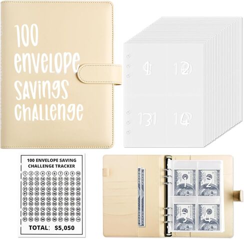Money Saver Budget Binder Book with Pouches, 100 Envelope Challenge Binder with Numbers, A5 Money Budget Envelopes for Cash Saving $5,050 Black in Saudi Arabia