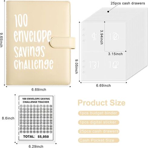 Money Saver Budget Binder Book with Pouches, 100 Envelope Challenge Binder with Numbers, A5 Money Budget Envelopes for Cash Saving $5,050 Black in Saudi Arabia