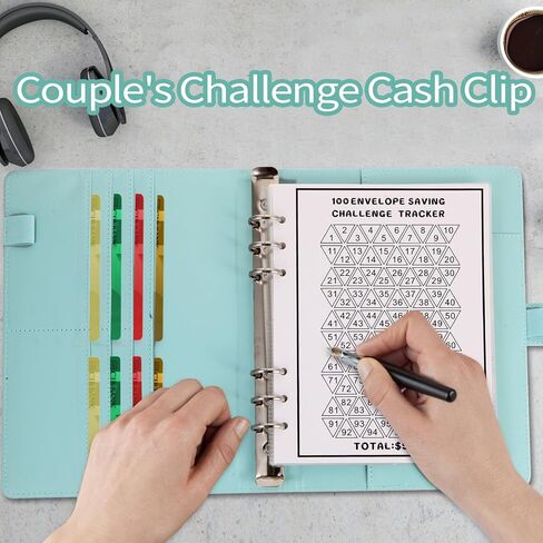 100 Envelopes Money Saving Challenge Binder, Save 5050 Dollars 100 Day Envelope Challenge Binder with 100 Cash Envelopes, Tracker, and Stickers in Kuwait