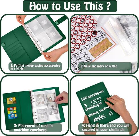 Antner 100 Envelopes Challenge Binder Money Savings Challenges Book to Save $5,050 and $10,000 and $500, A5 Money Saving Planner Cash Envelope Budget Binder, Pink in Kuwait