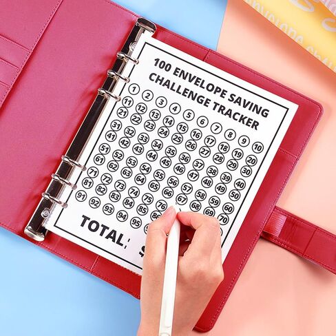 100 Envelopes Saving Challenge Binder A5 Money Saving Book,52 Week Money Save Book to Save $5,050,$10,000,$500,Money Savings Budget Planner Book with Cash Envelopes for Budgeting Planner (Black) in Saudi Arabia