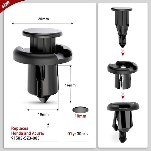 Nilight - CL-86 635 قطعة من مشابك تثبيت دفع السيارة - 16 مقاسًا الأكثر شيوعًا من النايلون ممتص الصدمات مجموعة مسامير مع 10 روابط كابلات ومزيل السحابات لسيارة Toyota GM Ford Honda Acura Chrysler in Kuwait