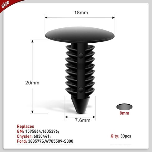 Nilight - CL-86 635 قطعة من مشابك تثبيت دفع السيارة - 16 مقاسًا الأكثر شيوعًا من النايلون ممتص الصدمات مجموعة مسامير مع 10 روابط كابلات ومزيل السحابات لسيارة Toyota GM Ford Honda Acura Chrysler in Kuwait