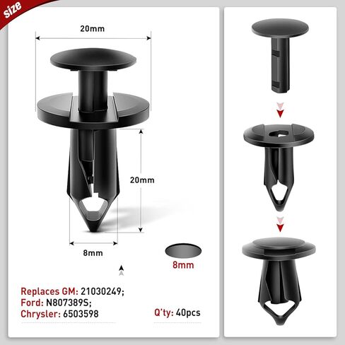 Nilight - CL-86 635 قطعة من مشابك تثبيت دفع السيارة - 16 مقاسًا الأكثر شيوعًا من النايلون ممتص الصدمات مجموعة مسامير مع 10 روابط كابلات ومزيل السحابات لسيارة Toyota GM Ford Honda Acura Chrysler in Kuwait