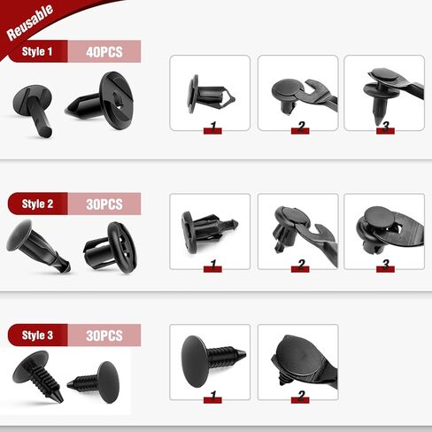 Nilight - CL-86 635 قطعة من مشابك تثبيت دفع السيارة - 16 مقاسًا الأكثر شيوعًا من النايلون ممتص الصدمات مجموعة مسامير مع 10 روابط كابلات ومزيل السحابات لسيارة Toyota GM Ford Honda Acura Chrysler in Kuwait