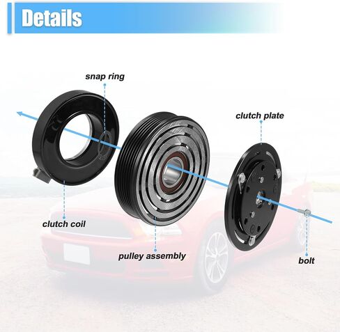 X AUTOHAUX 1 Set AC Compressor Clutch Replacement for Ford for Mustang 6Cyl 3.8L 1994-2004 in Saudi Arabia