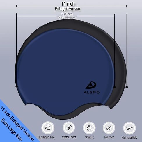 Alepo Extra Large Swimming Cap Women Men, Durable Silicone Swimming Hat Long Hair with Ear Protection, Unisex Adults Swim Caps for Long Thick Curly Hair & Dreadlocks Braids Weaves Afro Hair in Saudi Arabia