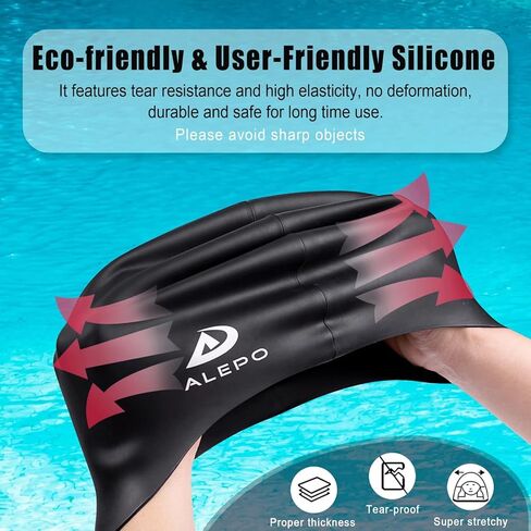 Alepo Extra Large Swimming Cap Women Men, Durable Silicone Swimming Hat Long Hair with Ear Protection, Unisex Adults Swim Caps for Long Thick Curly Hair & Dreadlocks Braids Weaves Afro Hair in Saudi Arabia