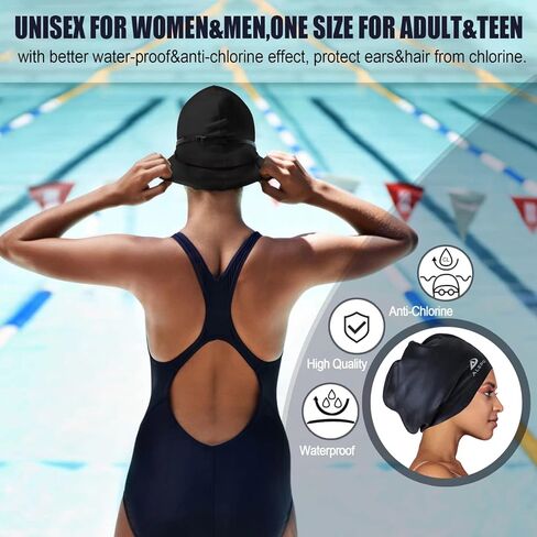 Alepo Extra Large Swimming Cap Women Men, Durable Silicone Swimming Hat Long Hair with Ear Protection, Unisex Adults Swim Caps for Long Thick Curly Hair & Dreadlocks Braids Weaves Afro Hair in Saudi Arabia