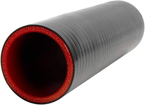 Hose 8''(203MM) Length 4-Ply 5MM thickness Long Straight Coupler Silicone Hose Black with Red Color with T-clamp ID: 2.0''(51mm) in Saudi Arabia