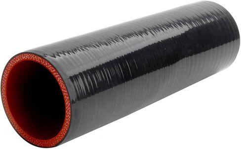 Hose 8''(203MM) Length 4-Ply 5MM thickness Long Straight Coupler Silicone Hose Black with Red Color with T-clamp ID: 2.0''(51mm) in Saudi Arabia
