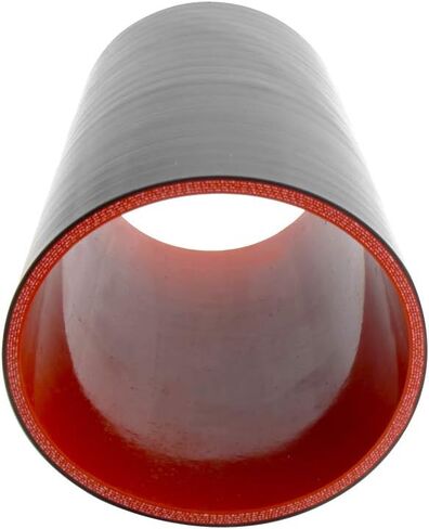 Hose 8''(203MM) Length 4-Ply 5MM thickness Long Straight Coupler Silicone Hose Black with Red Color with T-clamp ID: 2.0''(51mm) in Saudi Arabia