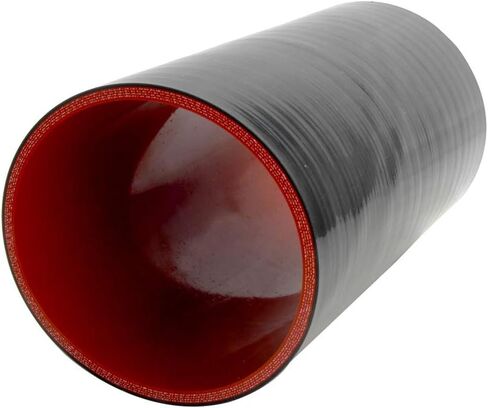 Hose 8''(203MM) Length 4-Ply 5MM thickness Long Straight Coupler Silicone Hose Black with Red Color with T-clamp ID: 2.0''(51mm) in Saudi Arabia