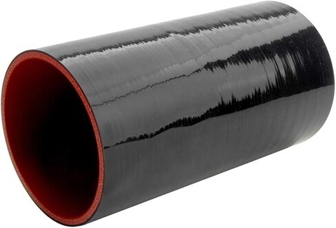 Hose 8''(203MM) Length 4-Ply 5MM thickness Long Straight Coupler Silicone Hose Black with Red Color with T-clamp ID: 2.0''(51mm) in Saudi Arabia