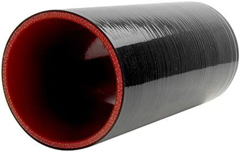 Hose 8''(203MM) Length 4-Ply 5MM thickness Long Straight Coupler Silicone Hose Black with Red Color with T-clamp ID: 2.0''(51mm) in Saudi Arabia