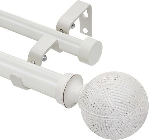 قضيب ستارة مزدوج للنوافذ من 66 إلى 120 بوصة: قضيب ستارة مزدوج معالجة بقطر 1 بوصة شديد التحمل - لمسات نهائية من الراتنج وقضيب ستارة مزدوج أبيض للطقس in Kuwait